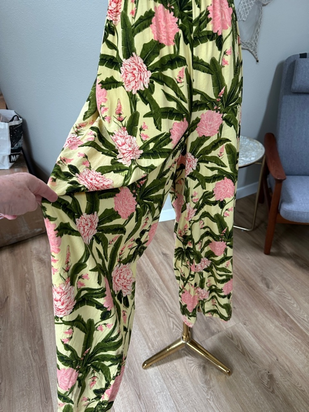 Agua Bendita Floral Halter wide leg jumpsuit in Yellow, Pink & Green - Picture 7 of 12